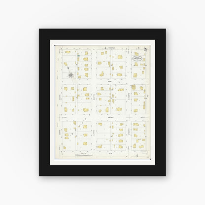 Old map wall art mockup — black gallery frame with white mat — Sanborn Fire Insurance Map from Chillicothe, Peoria County, Illinois (1907), Sheet #0005