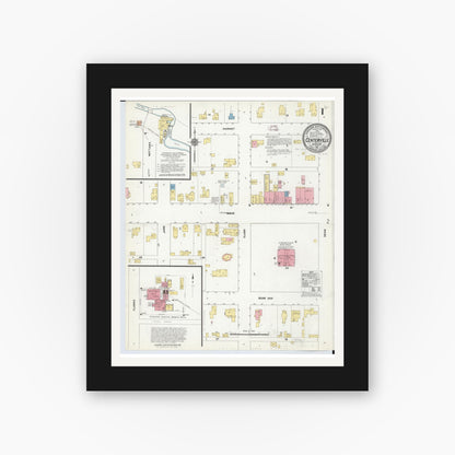 Old map wall art mockup — black gallery frame with white mat — Sanborn Fire Insurance Map from Centreville, Saint Joseph County, Michigan (1911) - Complete Map Set