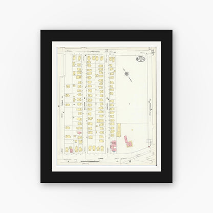 Old map wall art mockup — black gallery frame with white mat — Sanborn Fire Insurance Map from Batavia, Genesee County, New York (1912), Sheet #0005