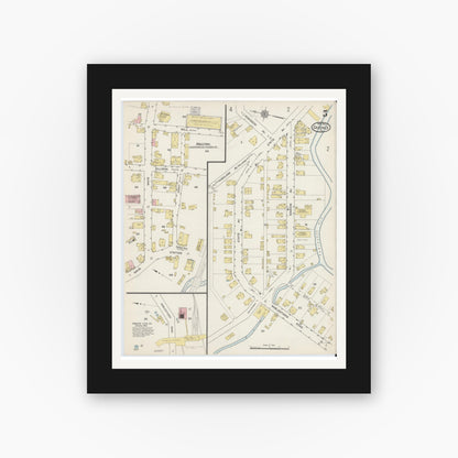 Old map wall art mockup — black gallery frame with white mat — Sanborn Fire Insurance Map from Oakdale, Allegheny County, Pennsylvania (1915), Sheet #0005