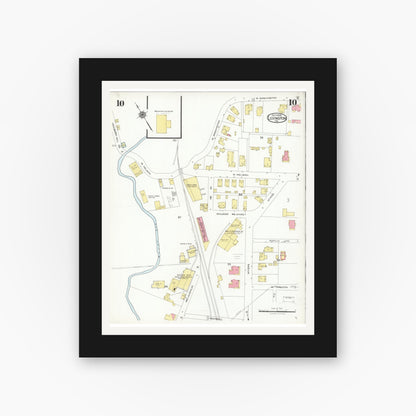 Old map wall art mockup — black gallery frame with white mat — Sanborn Fire Insurance Map from Lexington, Independent Cities, Virginia (1926), Sheet #0010