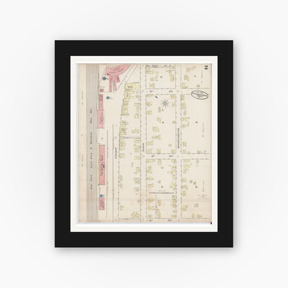 Old map wall art mockup — black gallery frame with white mat — Sanborn Fire Insurance Map from Susquehanna, Susquehanna County, Pennsylvania (1885), Sheet #0002