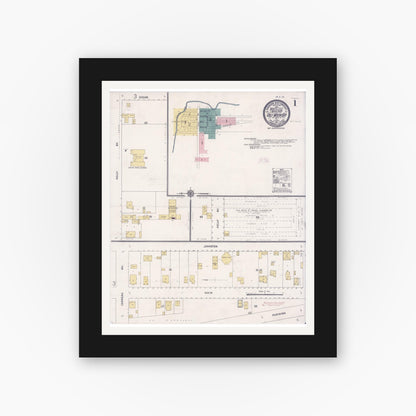 Old map wall art mockup — black gallery frame with white mat — Sanborn Fire Insurance Map from Half Moon Bay, San Mateo County, California (1911), Sheet #0001