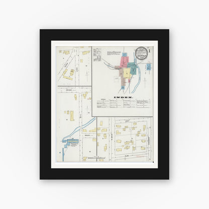 Old map wall art mockup — black gallery frame with white mat — Sanborn Fire Insurance Map from New Berlin, Chenango County, New York (1894) - Complete Map Set