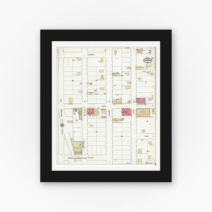 Old map wall art mockup — black gallery frame with white mat — Sanborn Fire Insurance Map from Avon Park, Highlands County, Florida (1920), Sheet #0002