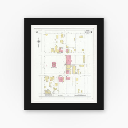 Old map wall art mockup — black gallery frame with white mat — Sanborn Fire Insurance Map from Liberty, Liberty County, Texas (1927), Sheet #0002