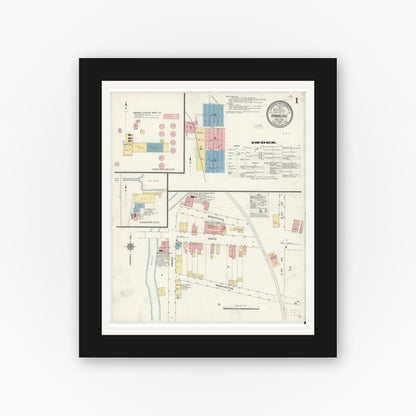 Old map wall art mockup — black gallery frame with white mat — Sanborn Fire Insurance Map from Hamburg, Berks County, Pennsylvania (1910) - Complete Map Set