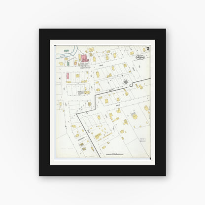 Old map wall art mockup — black gallery frame with white mat — Sanborn Fire Insurance Map from Sebewaing, Huron County, Michigan (1901), Sheet #0005