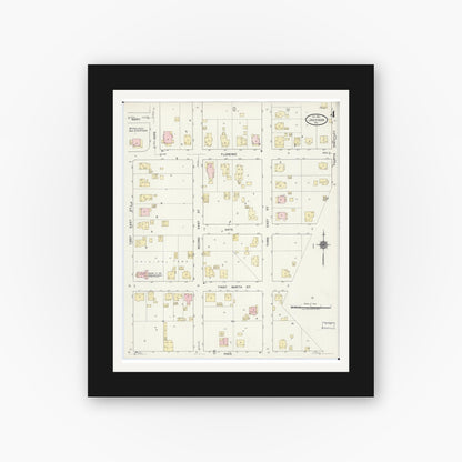 Old map wall art mockup — black gallery frame with white mat — Sanborn Fire Insurance Map from Jackson, Cape Girardeau County, Missouri (1921), Sheet #0004