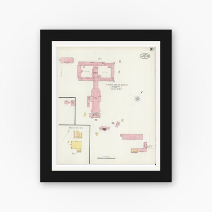 Old map wall art mockup — black gallery frame with white mat — Sanborn Fire Insurance Map from Latrobe, Westmoreland County, Pennsylvania (1897), Sheet #0010