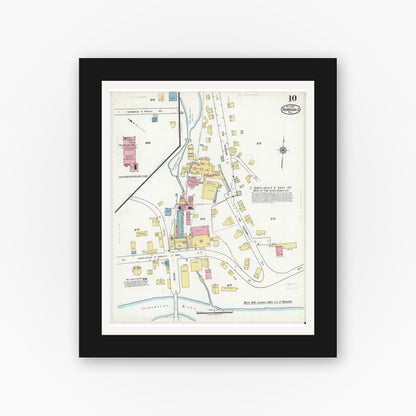 Old map wall art mockup — black gallery frame with white mat — Sanborn Fire Insurance Map from Honesdale, Wayne County, Pennsylvania (1920), Sheet #0010