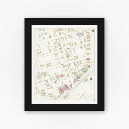 Old map wall art mockup — black gallery frame with white mat — Sanborn Fire Insurance Map from Riverside, Burlington County, New Jersey (1911), Sheet #0002