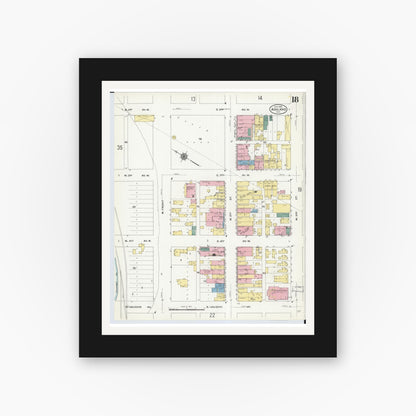 Old map wall art mockup — black gallery frame with white mat — Sanborn Fire Insurance Map from Ashland, Ashland County, Wisconsin (1909), Sheet #0018