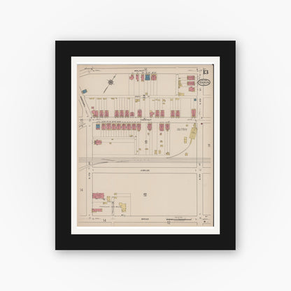 Old map wall art mockup — black gallery frame with white mat — Sanborn Fire Insurance Map from Emaus, Lehigh County, Pennsylvania (1922), Sheet #0013