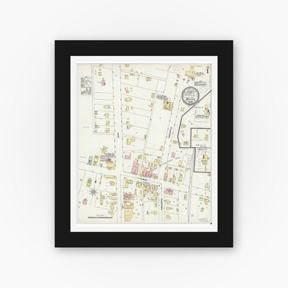 Old map wall art mockup — black gallery frame with white mat — Sanborn Fire Insurance Map from Avilla, Noble County, Indiana (1897) - Complete Map Set