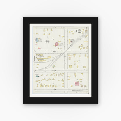Old map wall art mockup — black gallery frame with white mat — Sanborn Fire Insurance Map from Vineland, Cumberland County, New Jersey (1895), Sheet #0002