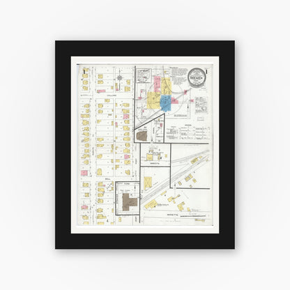 Old map wall art mockup — black gallery frame with white mat — Sanborn Fire Insurance Map from Bremen, Fairfield County, Ohio (1926) - Complete Map Set
