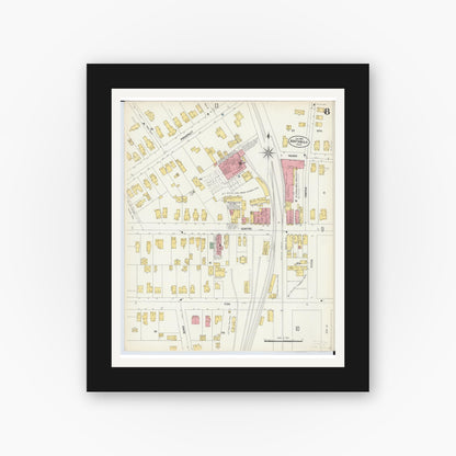 Old map wall art mockup — black gallery frame with white mat — Sanborn Fire Insurance Map from Ashtabula, Ashtabula County, Ohio (1903), Sheet #0008