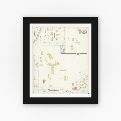Old map wall art mockup — black gallery frame with white mat — Sanborn Fire Insurance Map from Lebanon, Warren County, Ohio (1917), Sheet #0002