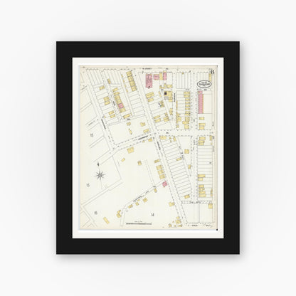 Old map wall art mockup — black gallery frame with white mat — Sanborn Fire Insurance Map from Duquesne, Allegheny County, Pennsylvania (1907), Sheet #0008