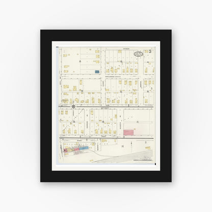 Old map wall art mockup — black gallery frame with white mat — Sanborn Fire Insurance Map from Delta, Fulton County, Ohio (1916), Sheet #0005