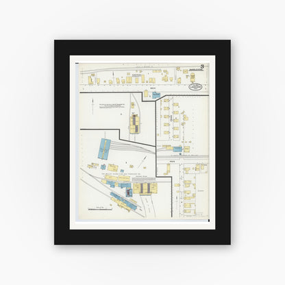 Old map wall art mockup — black gallery frame with white mat — Sanborn Fire Insurance Map from Lakeside, Ottawa County, Ohio (1905), Sheet #0003