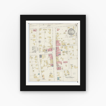 Old map wall art mockup — black gallery frame with white mat — Sanborn Fire Insurance Map from Morenci, Lenawee County, Michigan (1893), Sheet #0001