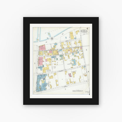 Old map wall art mockup — black gallery frame with white mat — Sanborn Fire Insurance Map from Saint Augustine, Saint John's County, Florida (1899), Sheet #0004