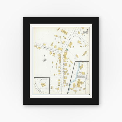 Old map wall art mockup — black gallery frame with white mat — Sanborn Fire Insurance Map from Chester, Orange County, New York (1900), Sheet #0003