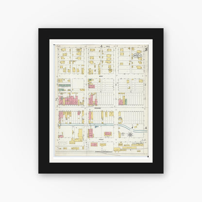 Old map wall art mockup — black gallery frame with white mat — Sanborn Fire Insurance Map from Monett, Barry County, Missouri (1902), Sheet #0003