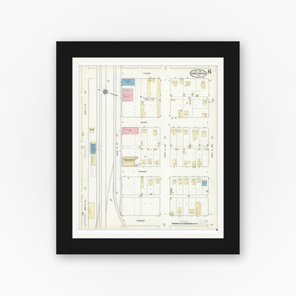 Old map wall art mockup — black gallery frame with white mat — Sanborn Fire Insurance Map from Sweetwater, Nolan County, Texas (1914), Sheet #0006