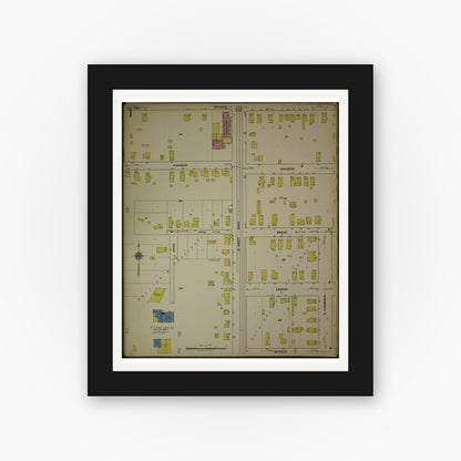 Old map wall art mockup — black gallery frame with white mat — Sanborn Fire Insurance Map from Kenosha, Kenosha County, Wisconsin. (1918), Sheet 5