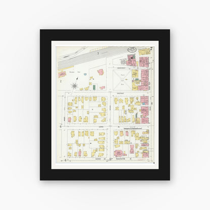 Old map wall art mockup — black gallery frame with white mat — Sanborn Fire Insurance Map from Oneida, Madison County, New York (1904), Sheet #0006