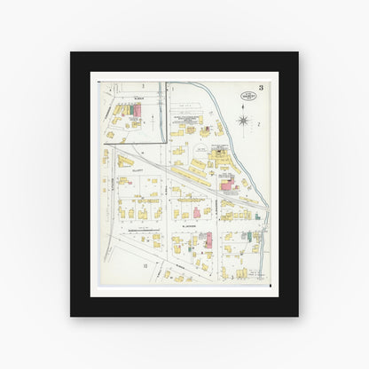 Old map wall art mockup — black gallery frame with white mat — Sanborn Fire Insurance Map from Van Wert, Van Wert County, Ohio (1901), Sheet #0003