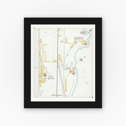 Old map wall art mockup — black gallery frame with white mat — Sanborn Fire Insurance Map from Reed City, Osceola County, Michigan (1900), Sheet #0006