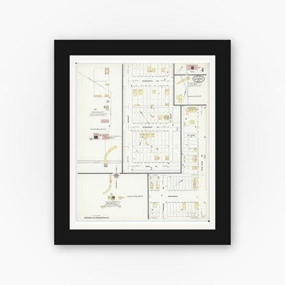 Old map wall art mockup — black gallery frame with white mat — Sanborn Fire Insurance Map from Gilbert, Saint Louis County, Minnesota (1912), Sheet #0004