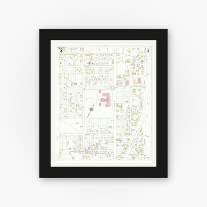 Old map wall art mockup — black gallery frame with white mat — Sanborn Fire Insurance Map from Monahans, Ward County, Texas (1940), Sheet #0004