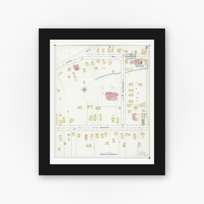 Old map wall art mockup — black gallery frame with white mat — Sanborn Fire Insurance Map from Chagrin Falls, Cuyahoga County, Ohio (1899), Sheet #0003
