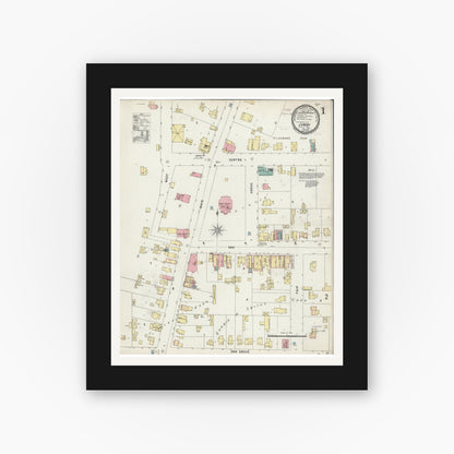 Old map wall art mockup — black gallery frame with white mat — Sanborn Fire Insurance Map from Juneau, Dodge County, Wisconsin (1897) - Complete Map Set