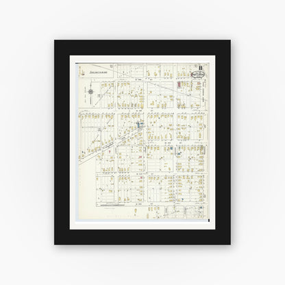 Old map wall art mockup — black gallery frame with white mat — Sanborn Fire Insurance Map from Port Clinton, Ottawa County, Ohio (1916), Sheet #0011