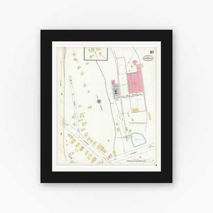 Old map wall art mockup — black gallery frame with white mat — Sanborn Fire Insurance Map from Greenville, Mercer County, Pennsylvania (1911), Sheet #0010