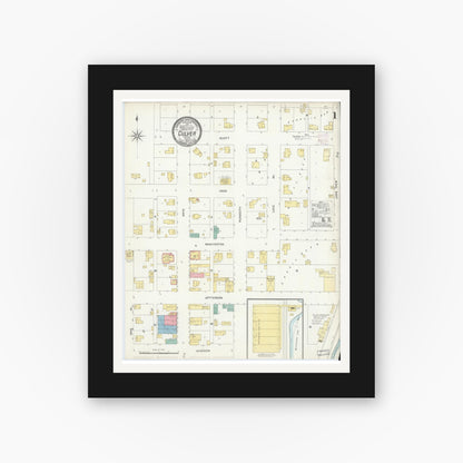 Old map wall art mockup — black gallery frame with white mat — Sanborn Fire Insurance Map from Culver, Marshall County, Indiana (1906) - Complete Map Set