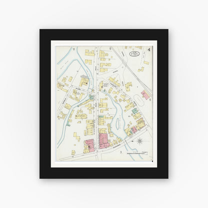 Old map wall art mockup — black gallery frame with white mat — Sanborn Fire Insurance Map from Athol, Worcester County, Massachusetts (1896), Sheet #0004