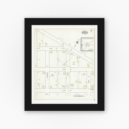 Old map wall art mockup — black gallery frame with white mat — Sanborn Fire Insurance Map from Hereford, Deaf Smith County, Texas (1920), Sheet #0007