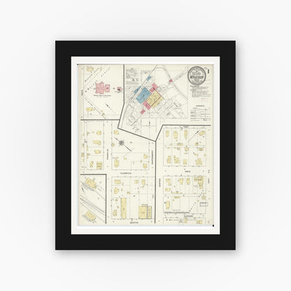 Old map wall art mockup — black gallery frame with white mat — Sanborn Fire Insurance Map from Windsor, Henry County, Missouri (1909) - Complete Map Set