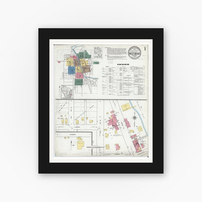 Old map wall art mockup — black gallery frame with white mat — Sanborn Fire Insurance Map from West Bend, Washington County, Wisconsin (1919), Sheet #0001