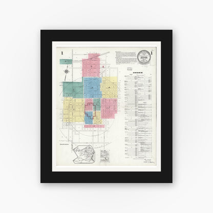 Old map wall art mockup — black gallery frame with white mat — Sanborn Fire Insurance Map from Seguin, Guadalupe County, Texas (1924) - Complete Map Set