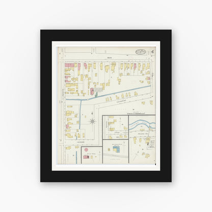 Old map wall art mockup — black gallery frame with white mat — Sanborn Fire Insurance Map from Palmyra, Wayne County, New York (1894), Sheet #0004
