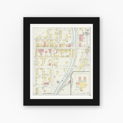 Old map wall art mockup — black gallery frame with white mat — Sanborn Fire Insurance Map from Irwin, Westmoreland County, Pennsylvania (1894), Sheet #0003