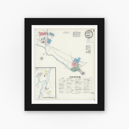 Old map wall art mockup — black gallery frame with white mat — Sanborn Fire Insurance Map from Medway, Norfolk County, Massachusetts (1897) - Complete Map Set